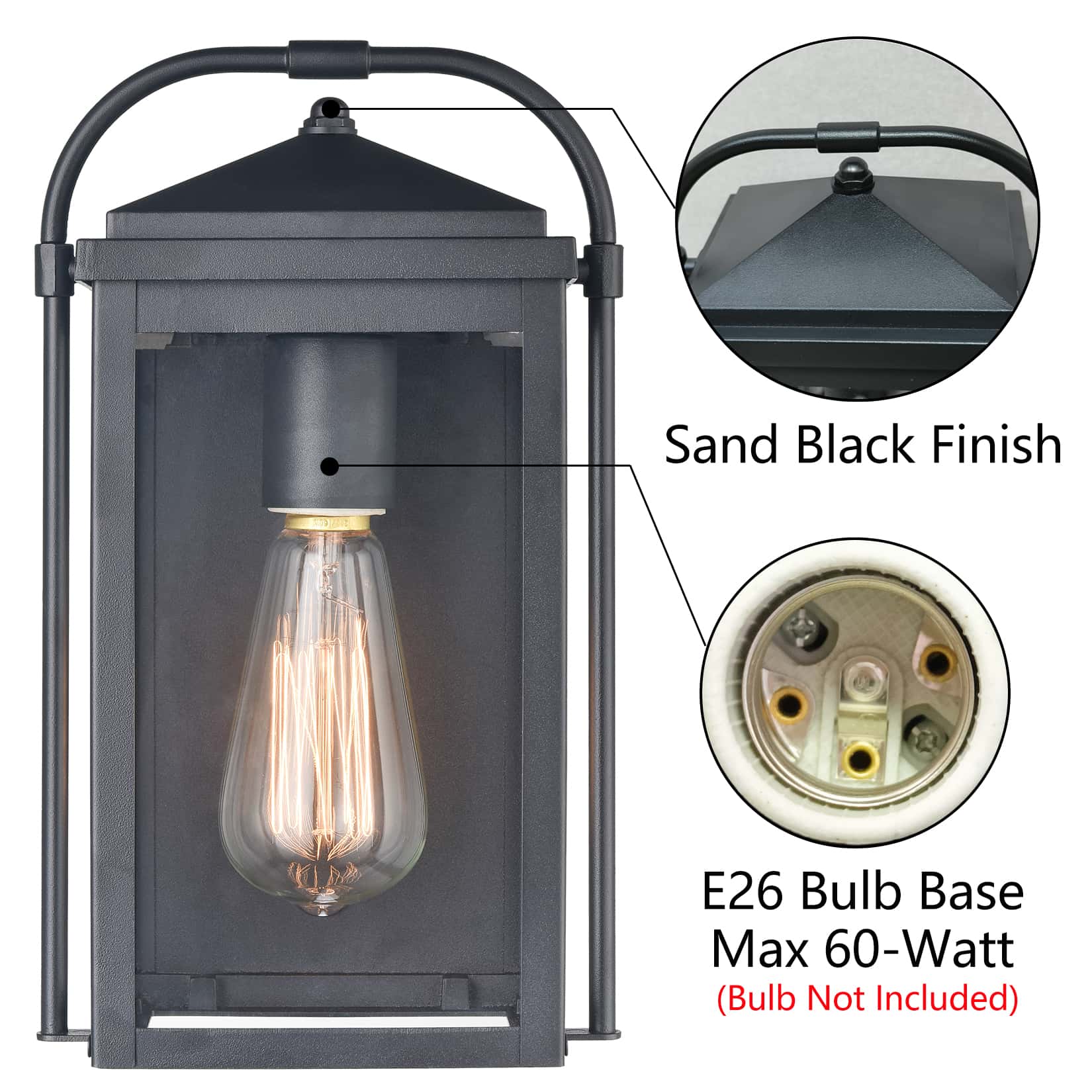 Black Outdoor Wall Lights Exterior Glass Shade Porch Light for House