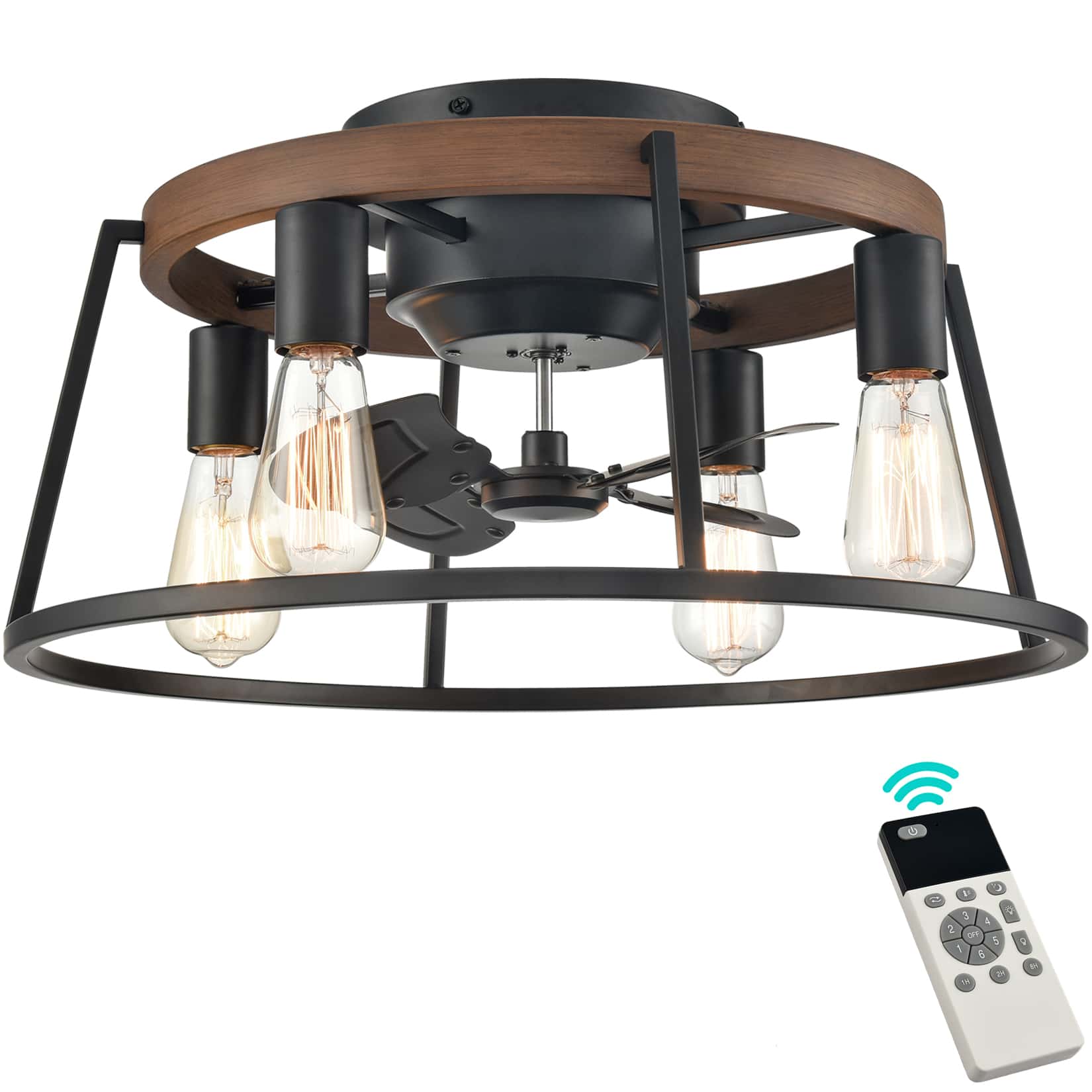 Farmhouse Caged Ceiling Fans with Lights Remote Control