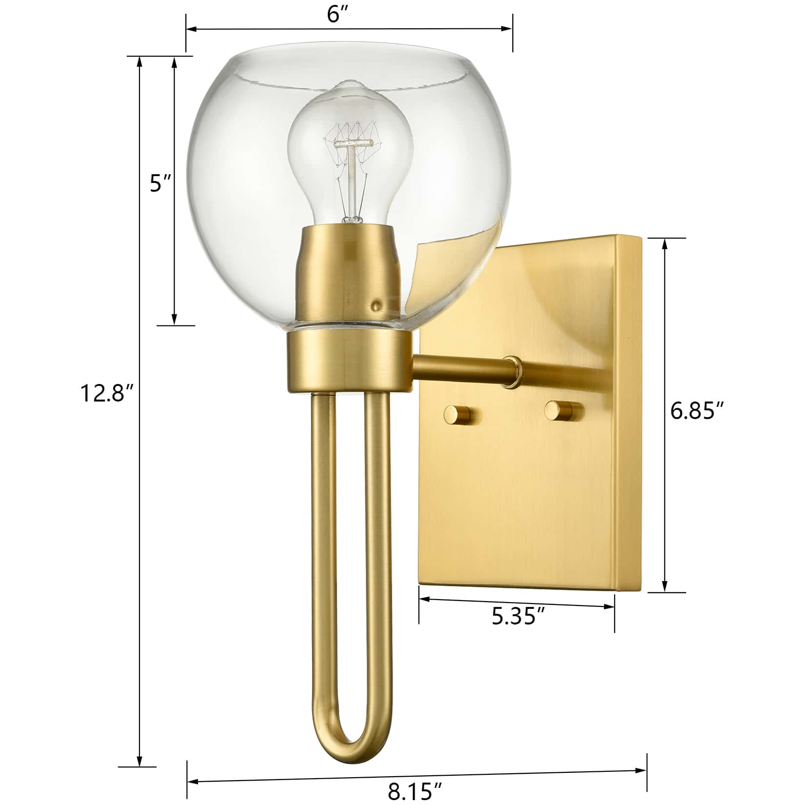 Gold Wall Sconce with Glass Shade Globe Wall Light Fixtures
