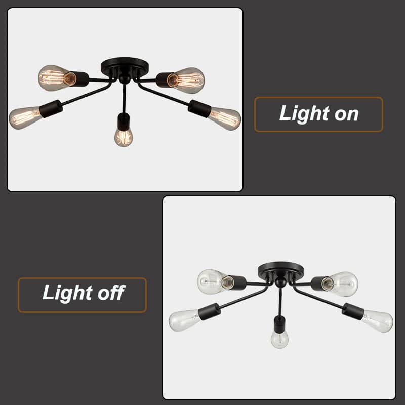 Modern 5-light Black Sputnik Flush Mount Ceiling Light for Living Room