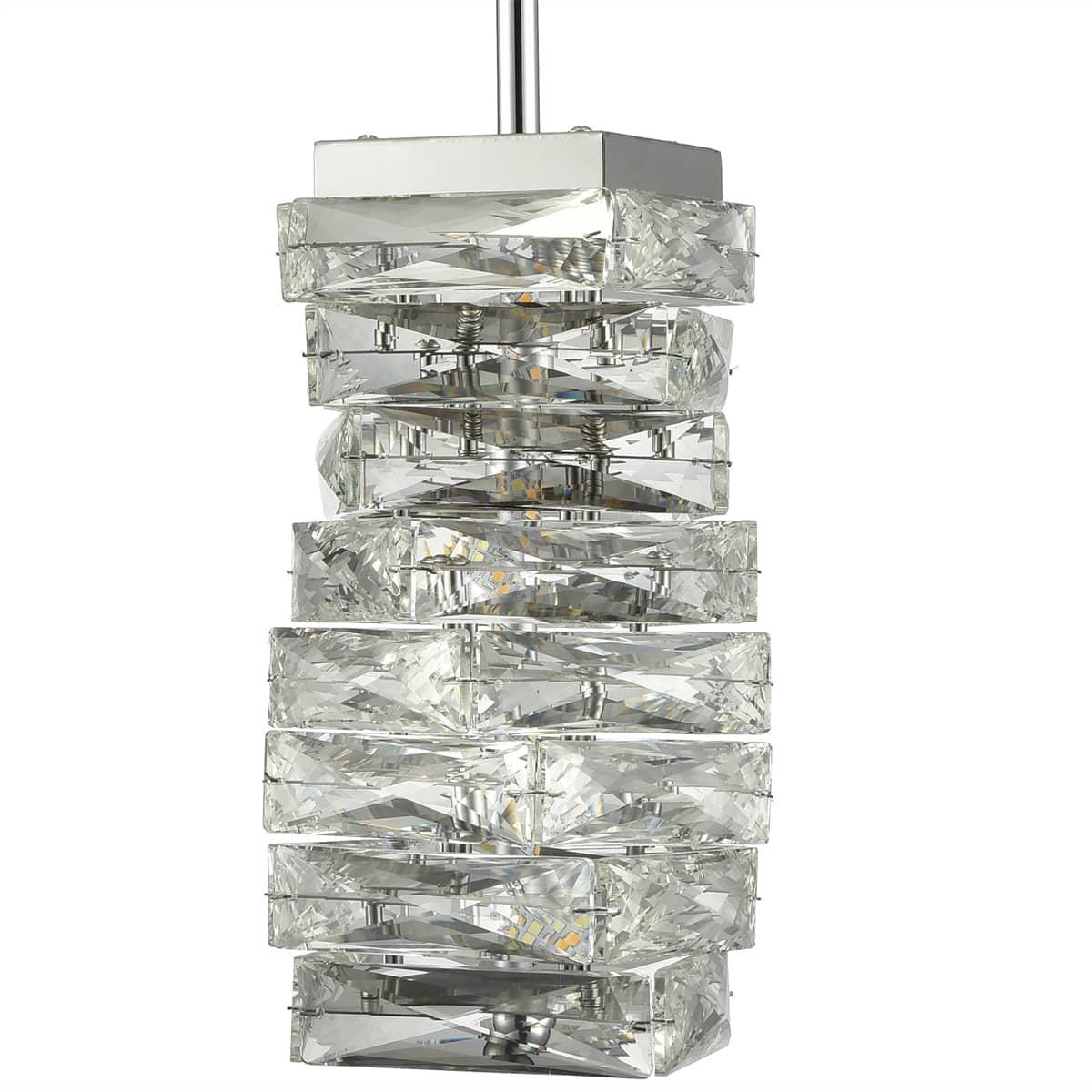 Modern Crystal Pendant Light Chrome Rod-Hung, LED 7W, 4000K