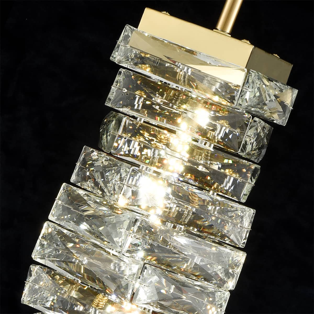 Modern Crystal Pendant Light Gold Rod-Hung, LED 7W, 4000K
