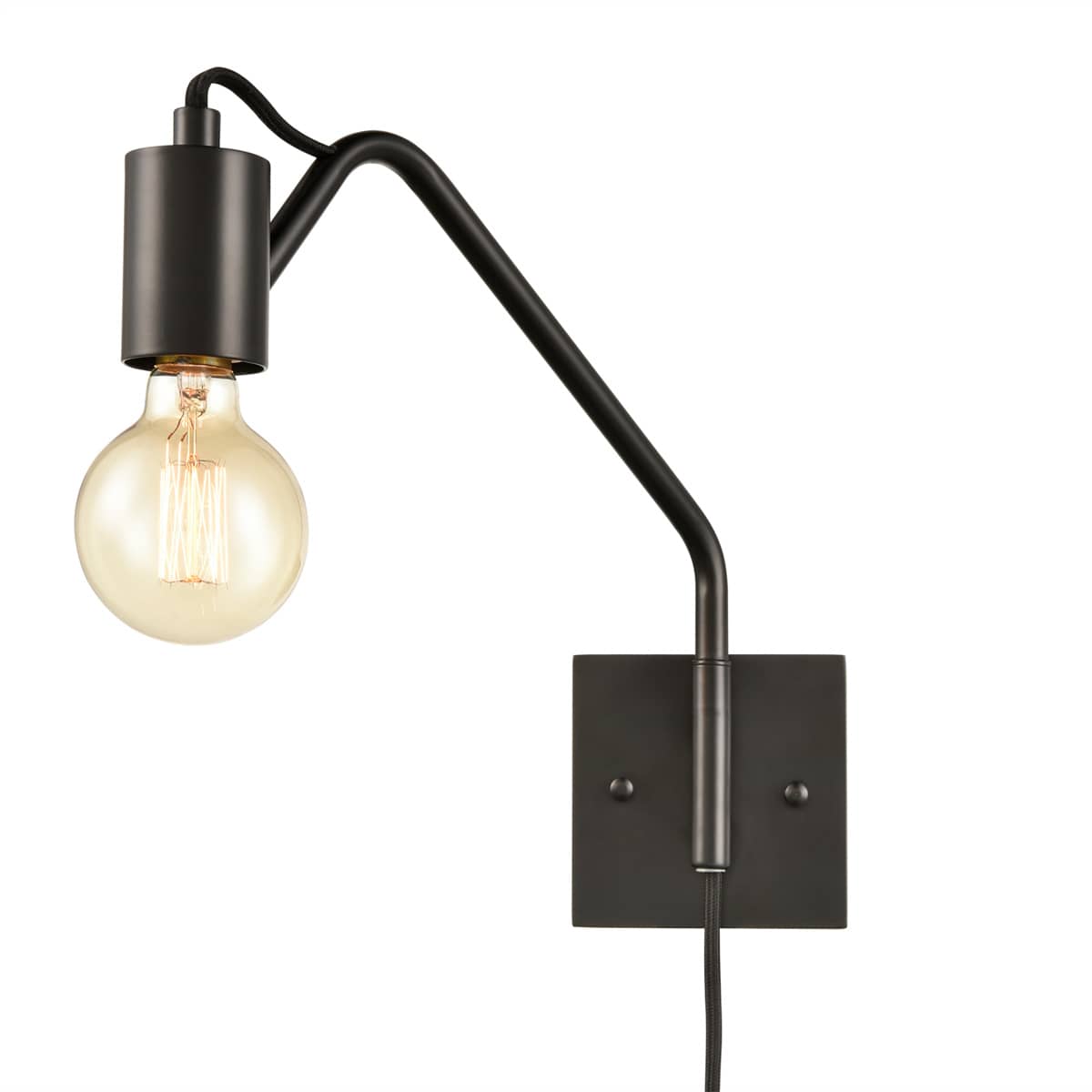 Modern Plug-in Wall Sconce Lighting Set of 2 with Switch, Black