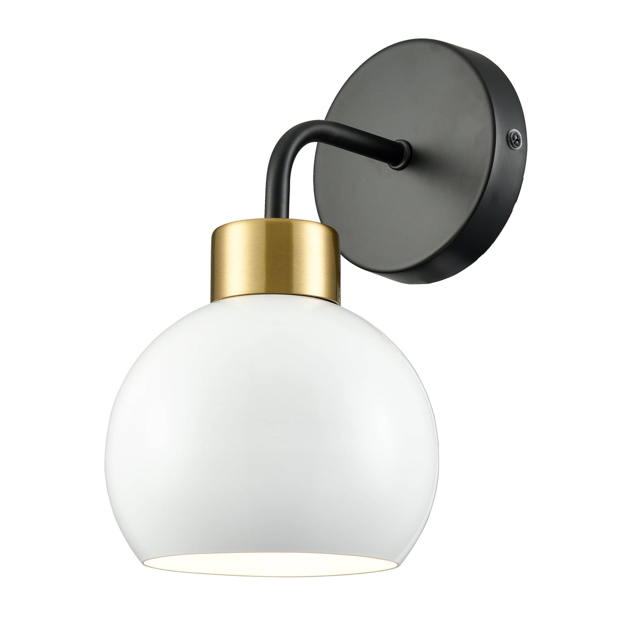 Bathroom Vanity Light White Globe Wall Sconce Matte Black Wall lamp with White Shade for Bedroom Foyer Living Room