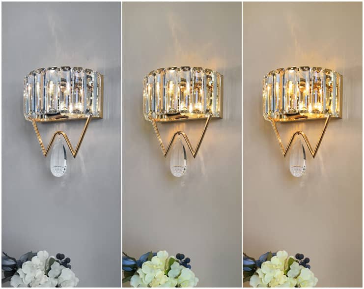 Modern 2-Light Gold Metal Wall Light Fixture with Crystal Wall Sconce for Bathroom Living Room Mid Century Light Fixture