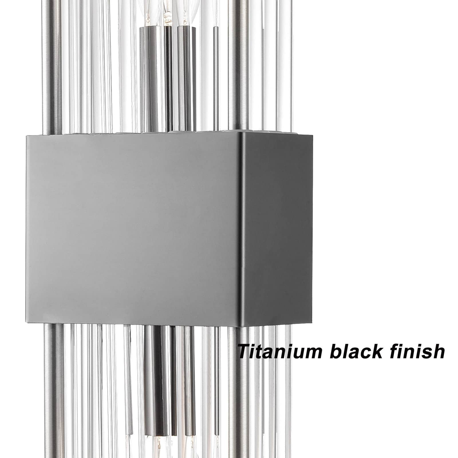 Set of 2 Modern Black Metal Wall Sconces with Crystal Clear Glass for Bedroom