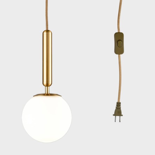 Modern Gold Plug in Pendant Lighting with Switch Cord 6 Inch