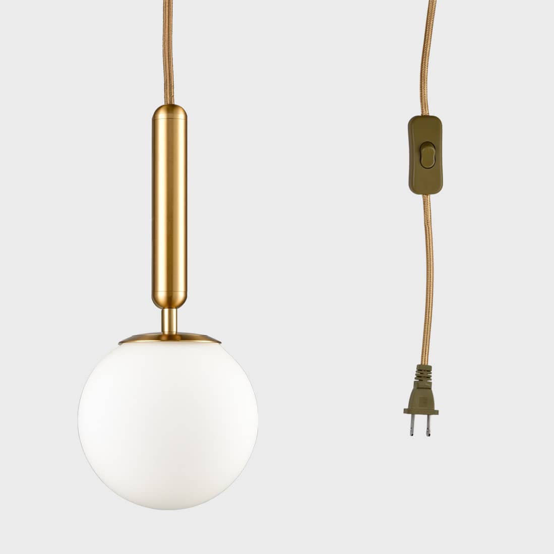 Modern Gold Plug in Pendant Lighting with Switch Cord 6 Inch