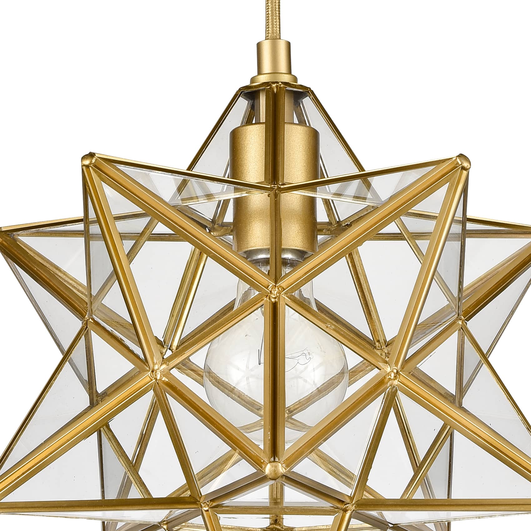 Pendant Light Modern Moravian Star Gold Finish Clear Glass