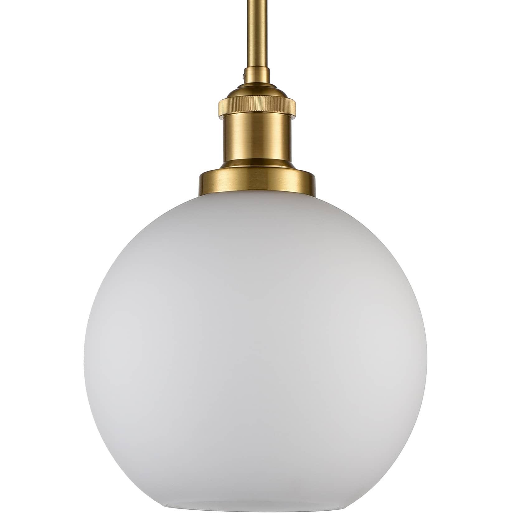 Milk Glass Globe Gold Pendant Light for Kitchen Rod-Hung