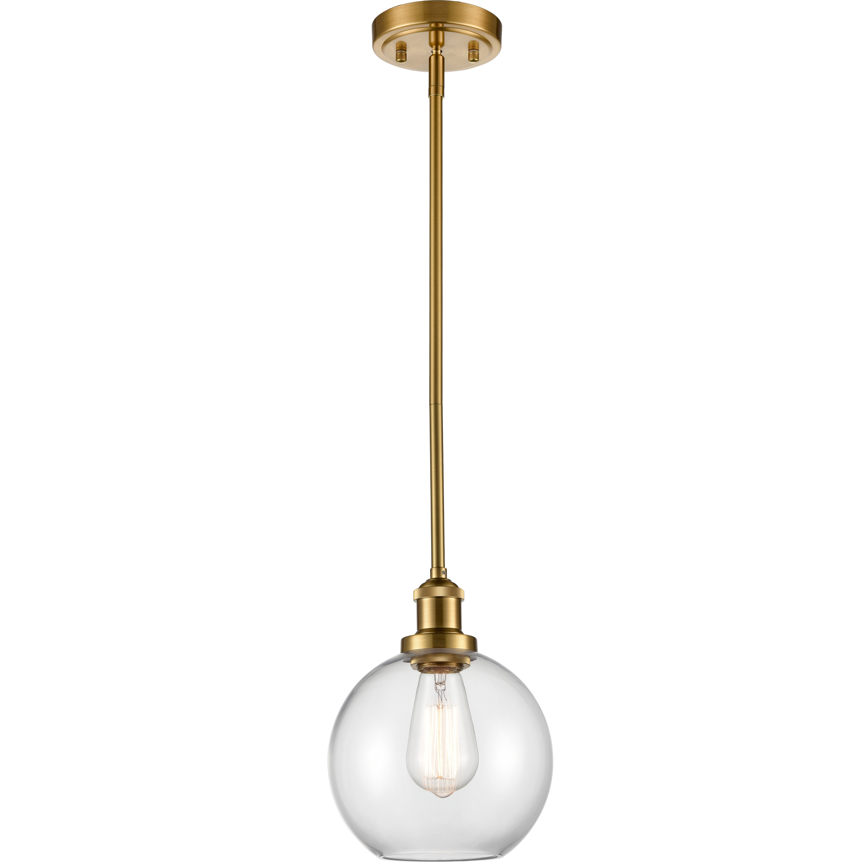Modern Gold Glass Globe Pendant Light for Kitchen Rod-Hung