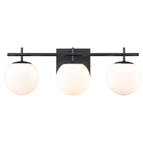 Modern Black Milky Globe Vanity Light- 3 Light