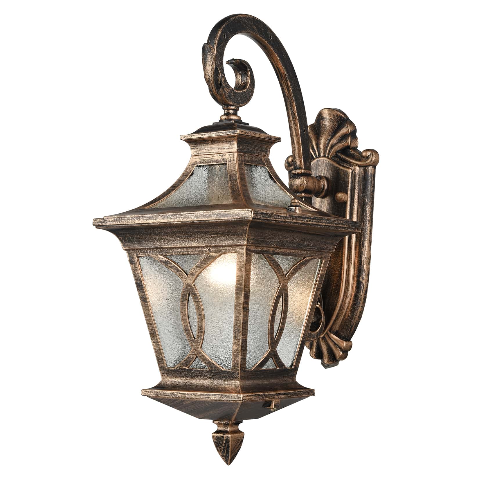 Antique Bronze Outdoor Wall Light Fixture with Water Glass Shade