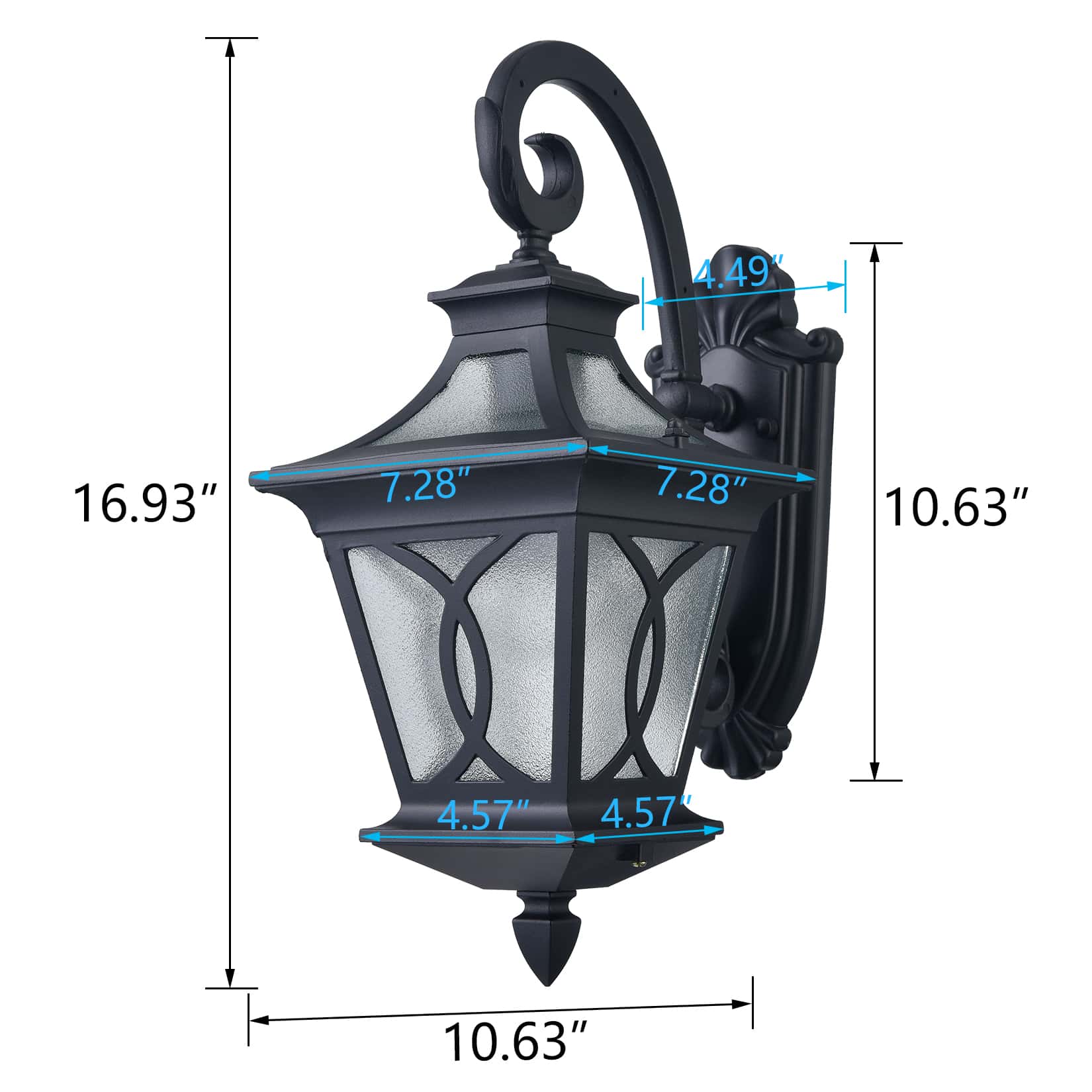 Black Outdoor Wall Sconce Light with Water Glass Shade