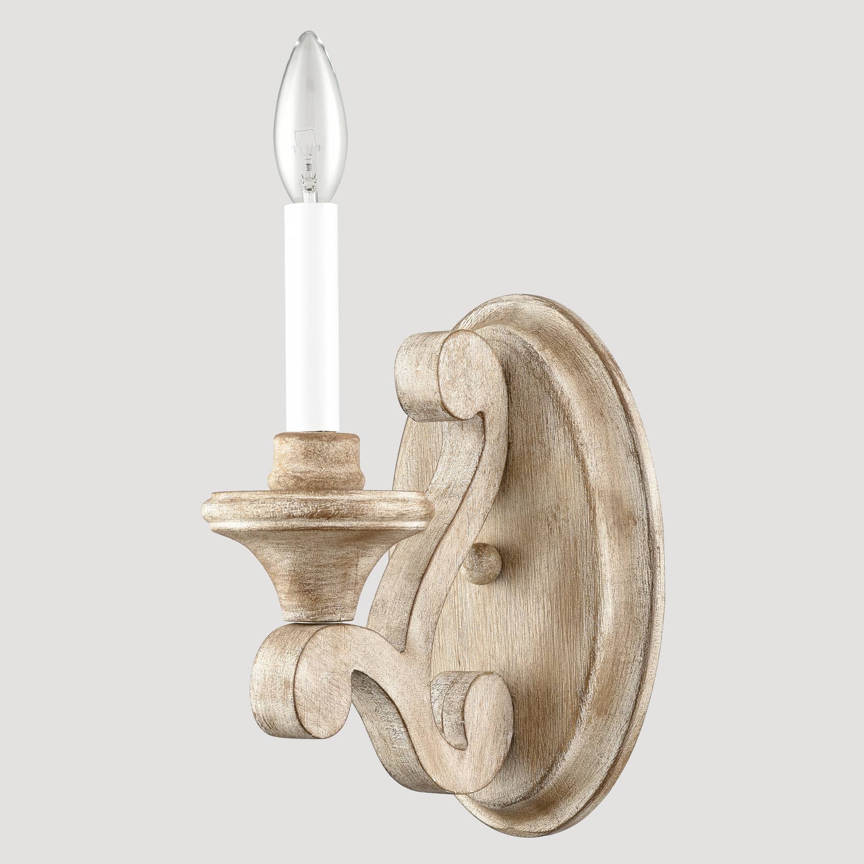Farmhouse Wood Wall Sconce Candle Style, Antique White