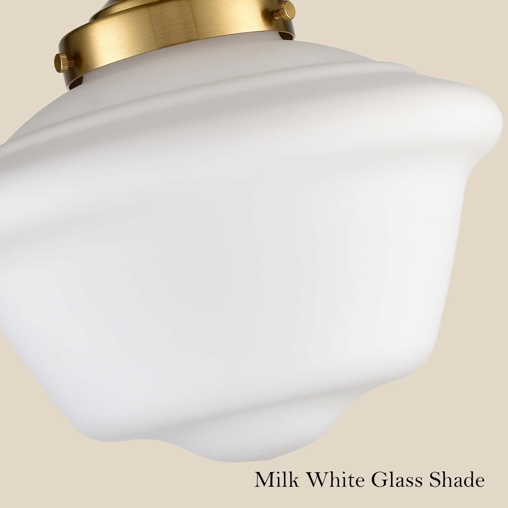 Schoolhouse Ceiling Light Fixture with White Glass Shade