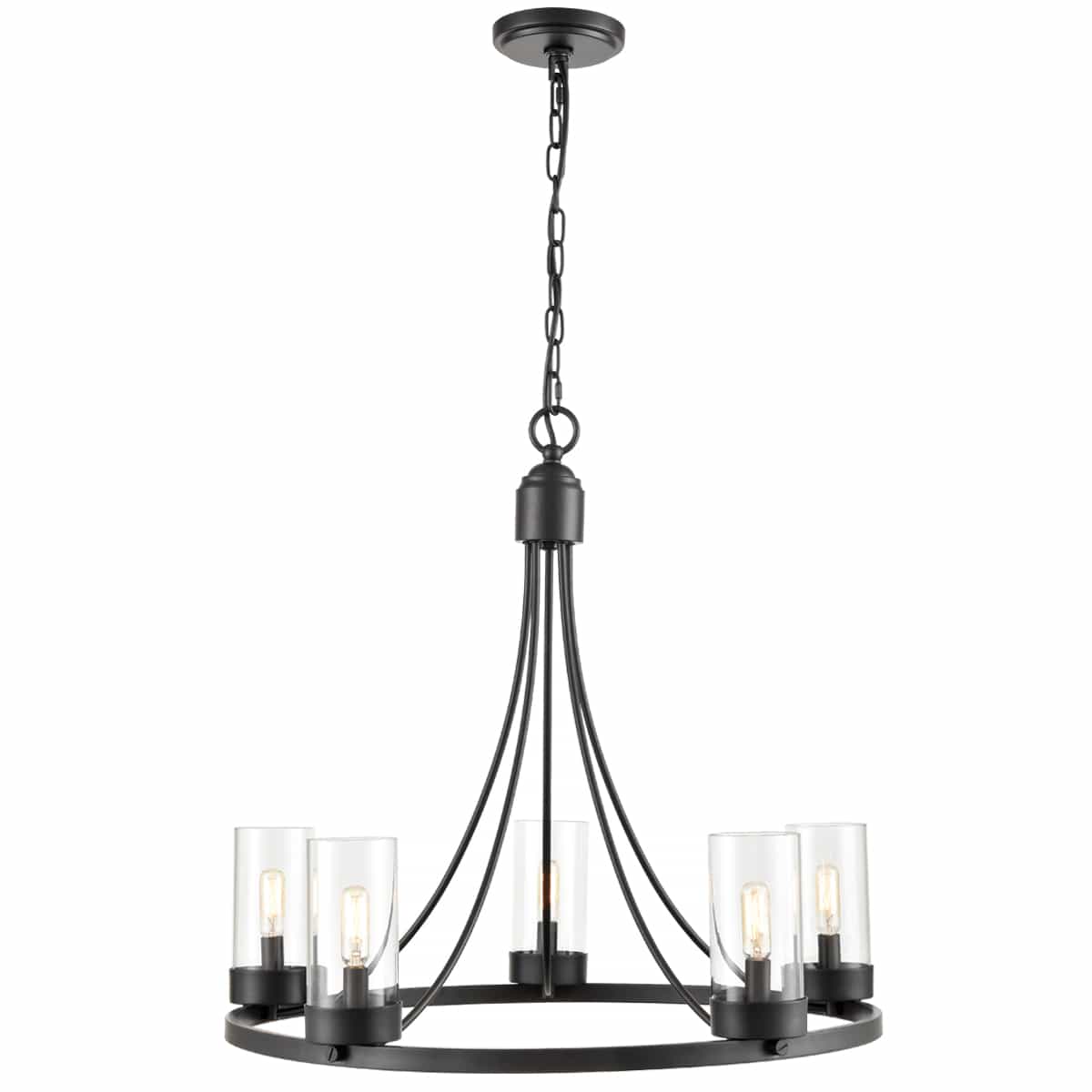 Black Vintage Industrial Pendant Chandelier 5 Lights Claxy