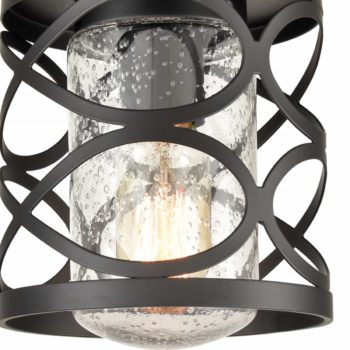 Black Flush Mount Ceiling Light Seeded Glass Shade Modern Light
