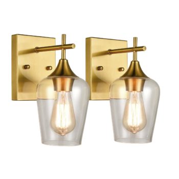 Brass 2 Pack Glass Wall Sconce Bathroom Vanity Lighting