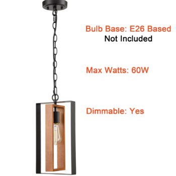 Farmhouse Wooden Pendant Chandelier Black Mini Pendant Light