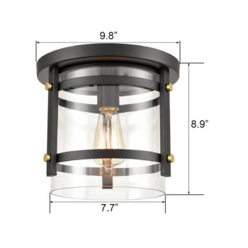 Industrial Black Flush Mount Ceiling Light with Clear Glass Shade 6