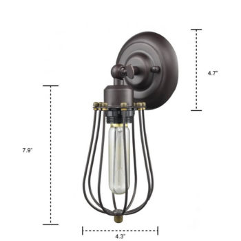 Industrial Bronze Wire Cage Wall Sconces mini 2 Pack Lamps