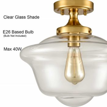 Industrial Clear Glass Ceiling Light 1-Light Semi Flush Mount