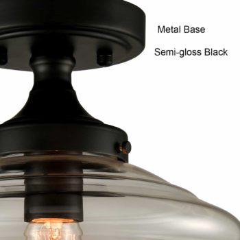 Industrial Glass Ceiling Light Semi Flush Mount Clear Glass Shade