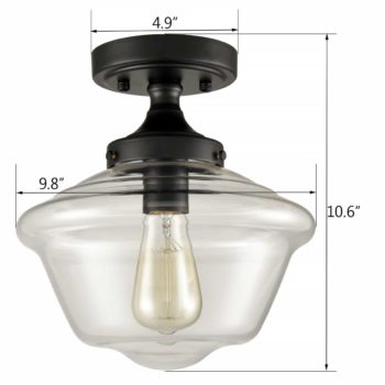 Industrial Glass Ceiling Light Semi Flush Mount Clear Glass Shade