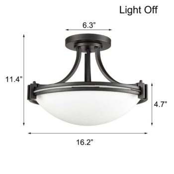 Industrial Glass Semi Flush Mount Ceiling Light Fixture 3-Light