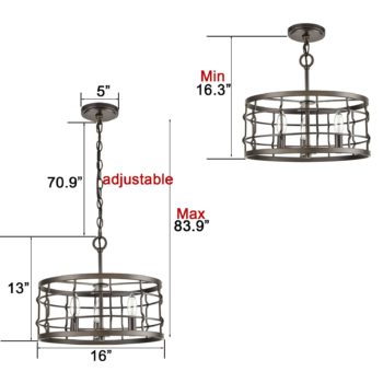 Industrial Metal Drum Pendant Chandelier Hanging Light 5