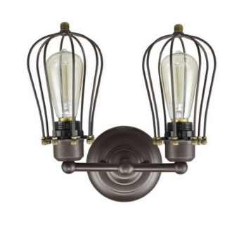 Industrial Oil Rubbed Bronze Wire Cage Wall Sconce-2 Lights