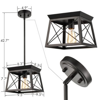 Industrial Pendant Lighting Flush Mount Ceiling Light Convertible
