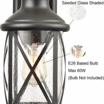 Lantern Wall Light Seeded Glass Shade Outdoor Light Fixture