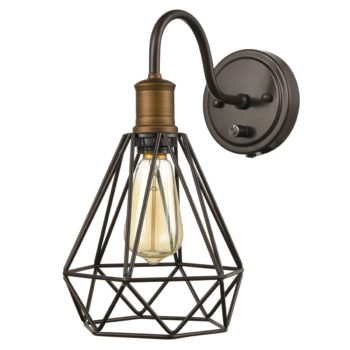 Metal Cage Goose-neck Plug-in Wall Sconce Set of 2