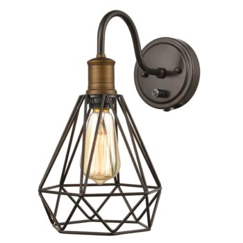 metal cage gooseneck wall sconce plug-in set of 2