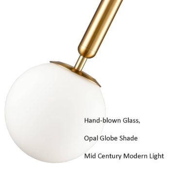 Mid Century Modern Globe Pendant Light Fixture in Gold Finish