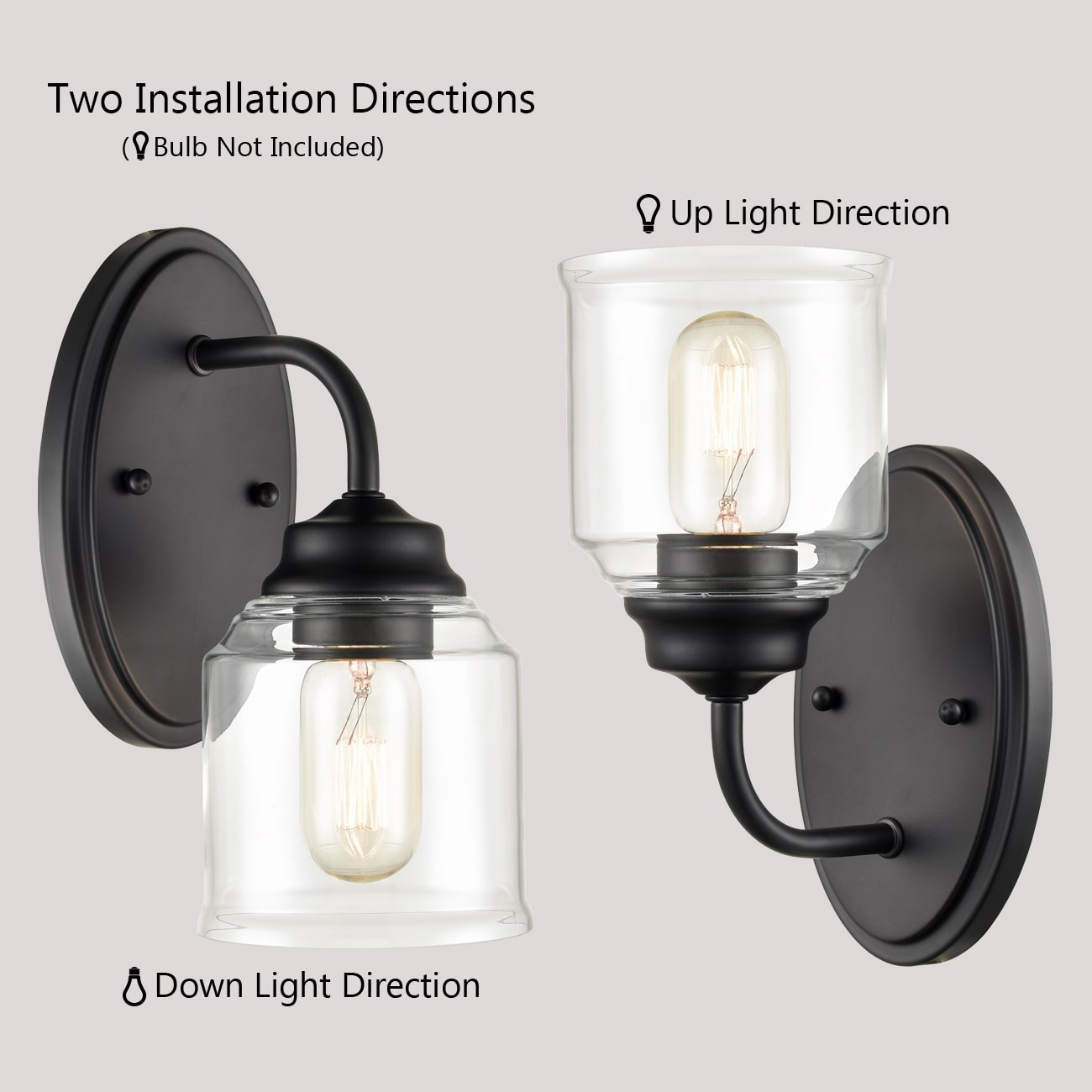 Black Modern Bathroom Vanity Wall Sconce - Pack of 2 | Claxy