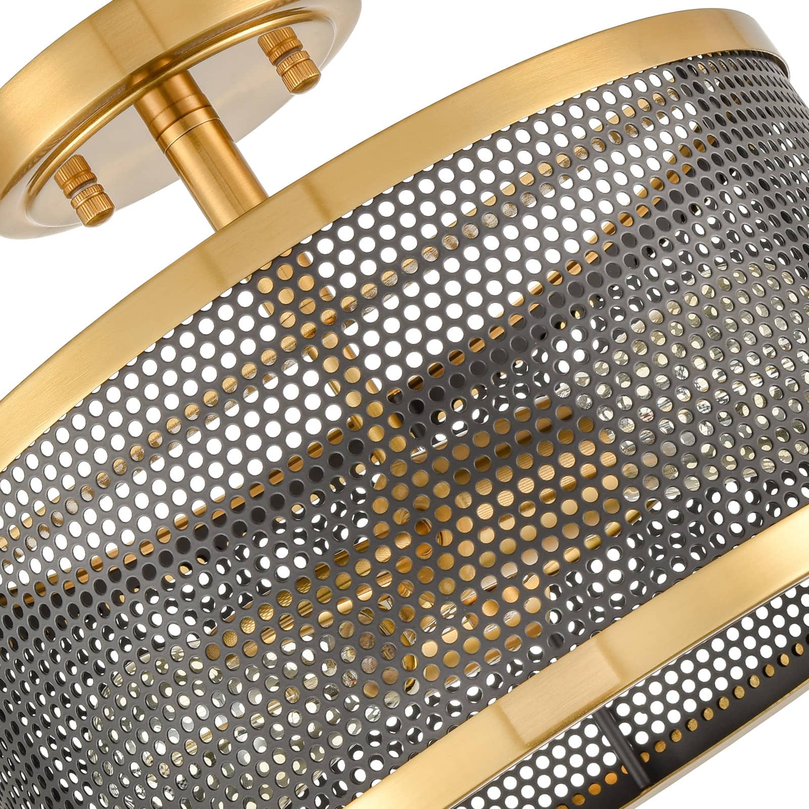 Brass Flush Mount Ceiling Light Drum Metal Shade Claxy