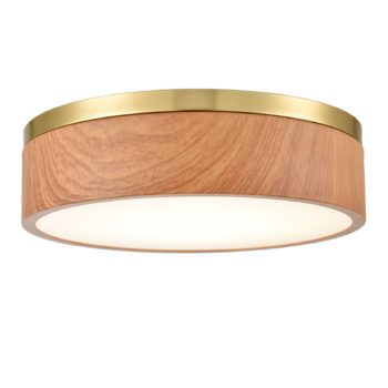 Modern Brass LED Flush Mount Ceiling Light Wood Grain Round Light 3