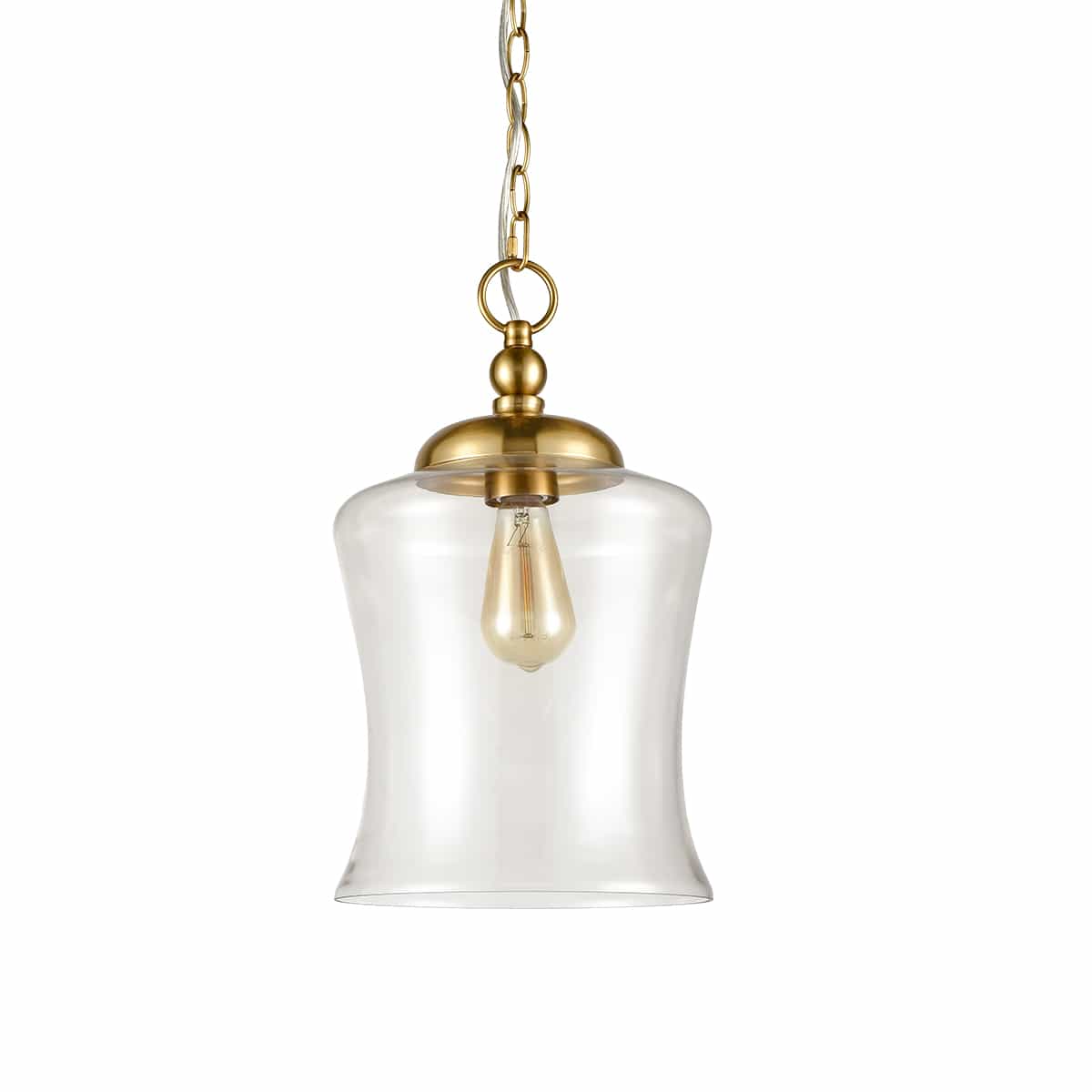 Brass Modern Clear Glass Industrial Pendant Light Claxy