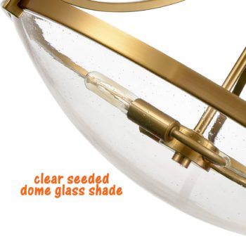 Modern Seeded Glass Pendant Light Brass Finish 3 Light 4