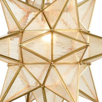 Moravian Star Pendant Chandelier Seeded Glass Gold Light 19 Inches