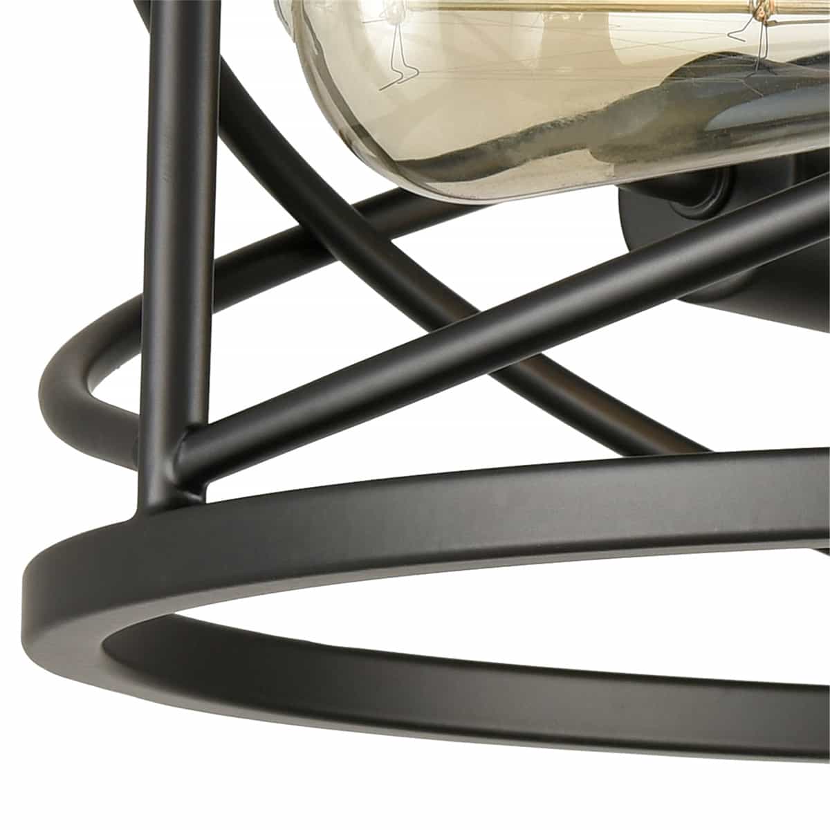 Black Rustic Drum Ceiling Light Semi Flush 3 Lights Claxy