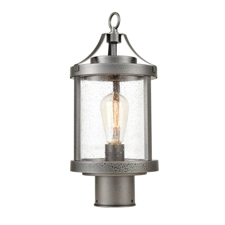 Vintage Outdoor Pole Light Seeded Glass Post Lantern Light Fixture