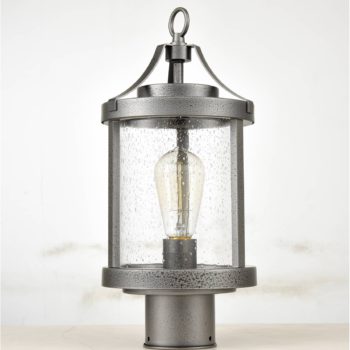 Vintage Outdoor Pole Light Seeded Glass Post Lantern Light Fixture 3