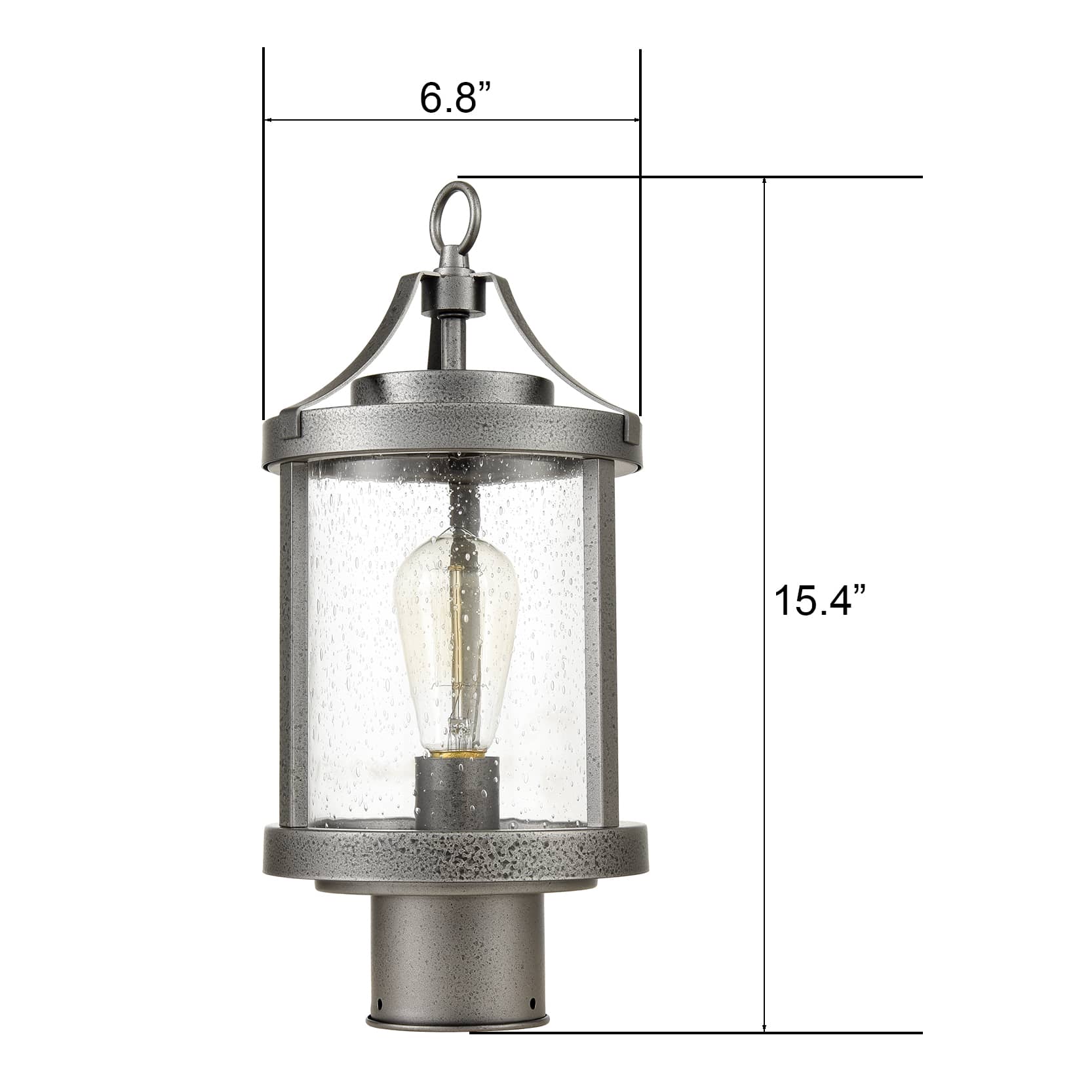 Seeded Glass Outdoor Pole Lantern Light, Outdoor Lantern Light Fixture For Postcards
