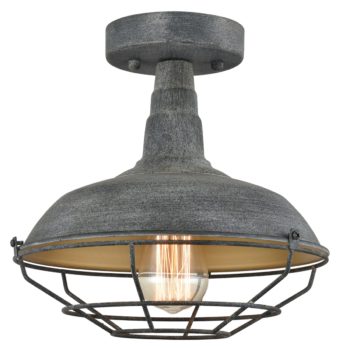 Metal Cage Semi-Flush Ceiling Lights Vintage Stained Finish