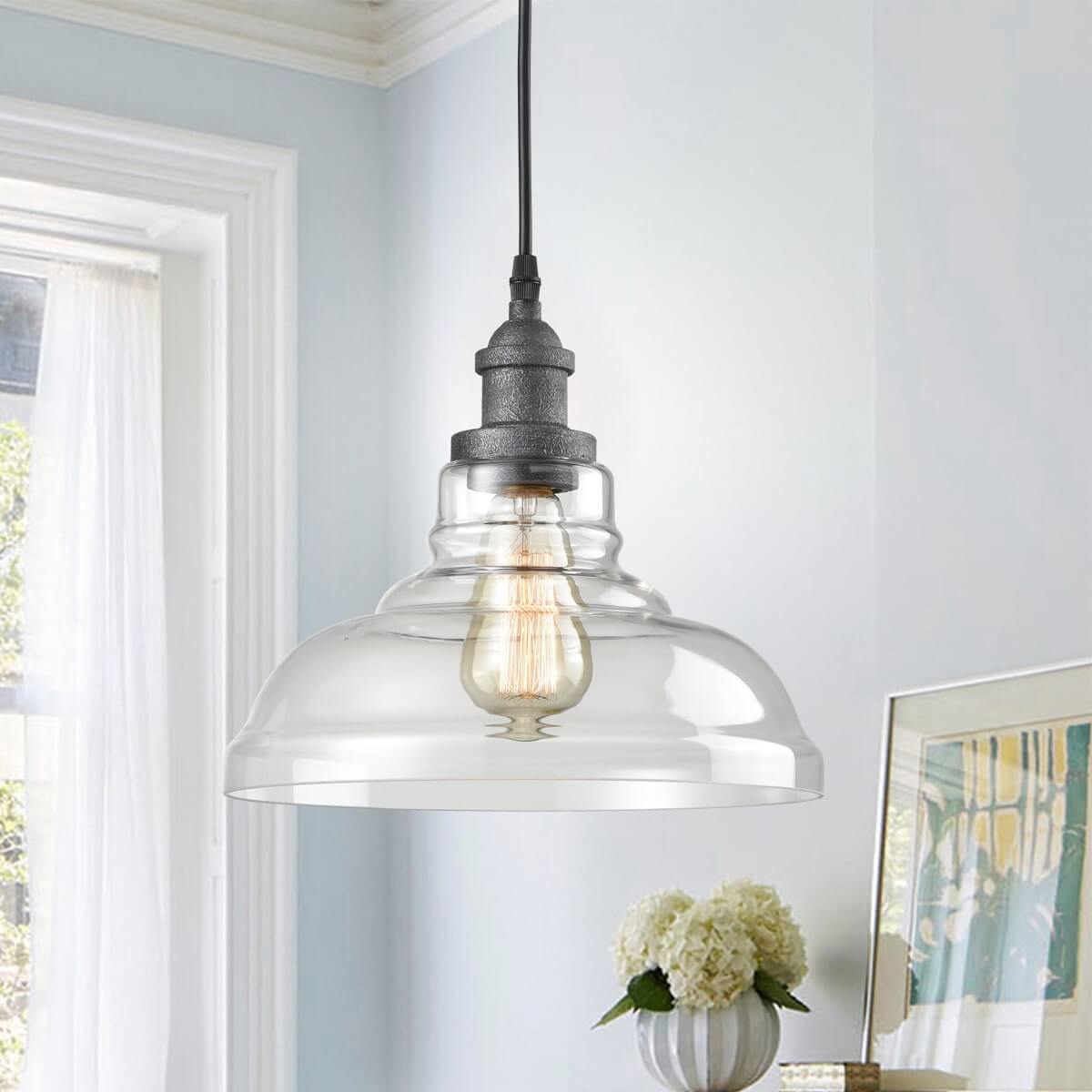 Clear Glass Rustic Kitchen Island Pendant Lighting Fixture