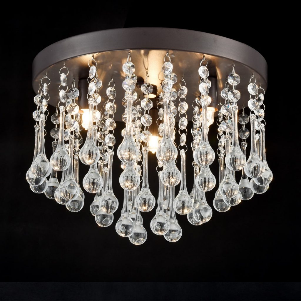 Brushed Nickel Semiflush Mount Ceiling Light Glass Dome Shade